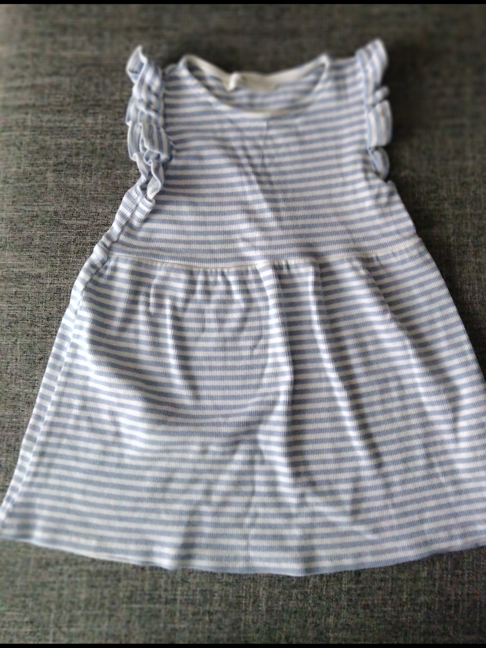 H&M Light Blue & White Striped Ruffle Sleeve Tank Dress100% Cotton